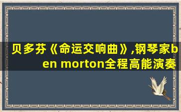 贝多芬《命运交响曲》,钢琴家ben morton全程高能演奏